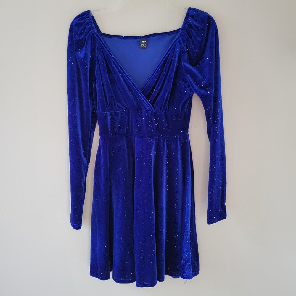 Royal Blue Velvet Mini Dress
